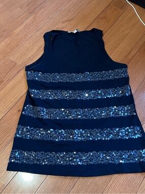 WOMENS BANANA REPUBLIC FACTORY SEQUIN STRIPE FRONT TANK TOP SIZE SMALL S